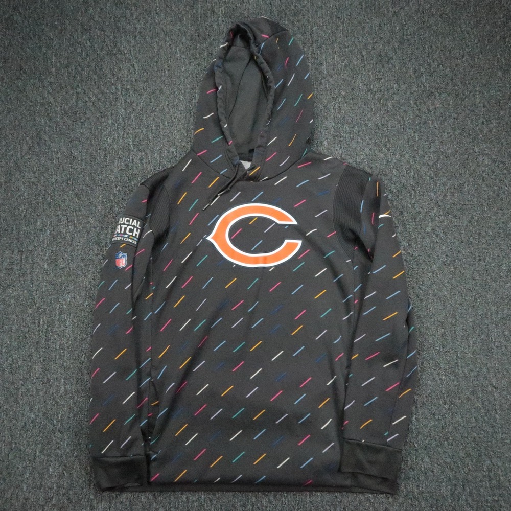 Chicago Bears Hoodie Men Large Gray Nike Crucial Catch On Field Dri FIT Pullover